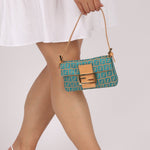 Rare Fendi Zucchino Turquoise Mini Baguette GHW - FashioNica