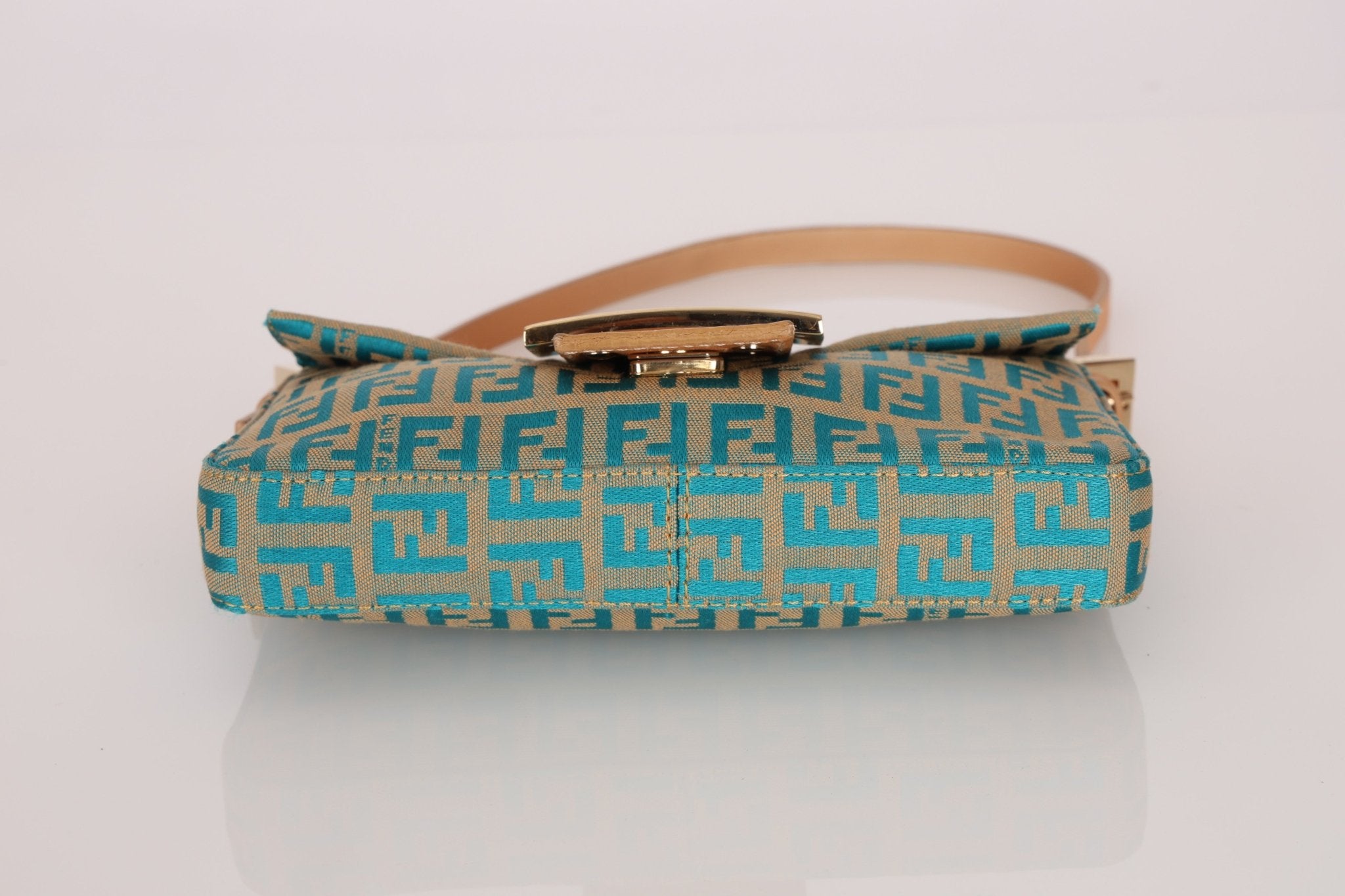 Rare Fendi Zucchino Turquoise Mini Baguette GHW - FashioNica
