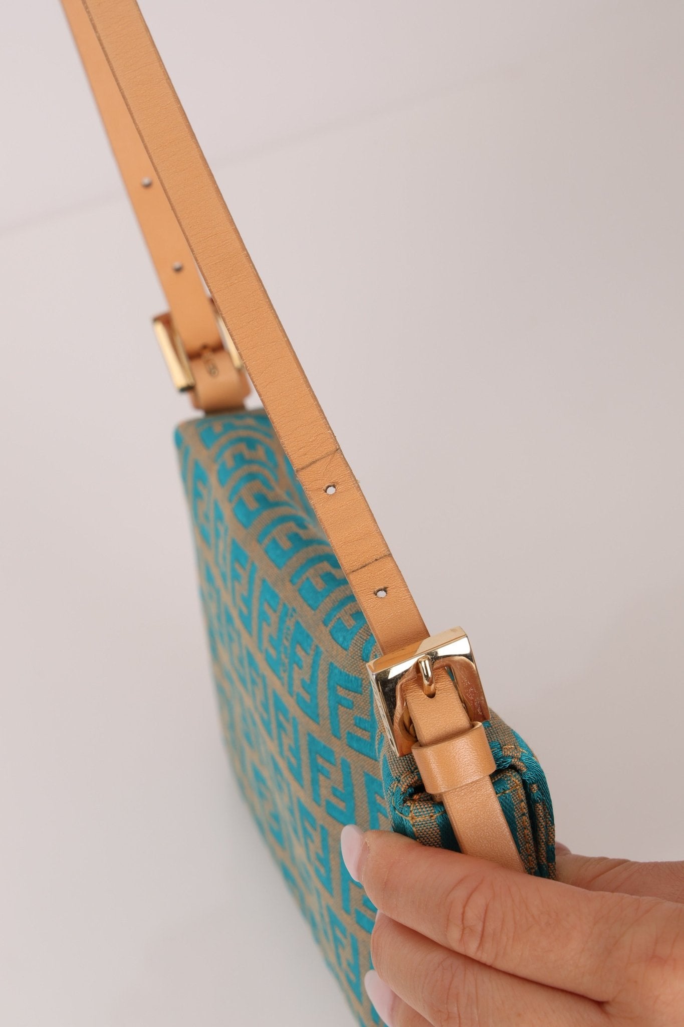 Rare Fendi Zucchino Turquoise Mini Baguette GHW - FashioNica