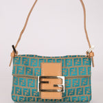 Rare Fendi Zucchino Turquoise Mini Baguette GHW - FashioNica
