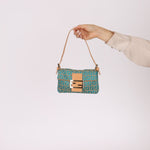 Rare Fendi Zucchino Turquoise Mini Baguette GHW - FashioNica