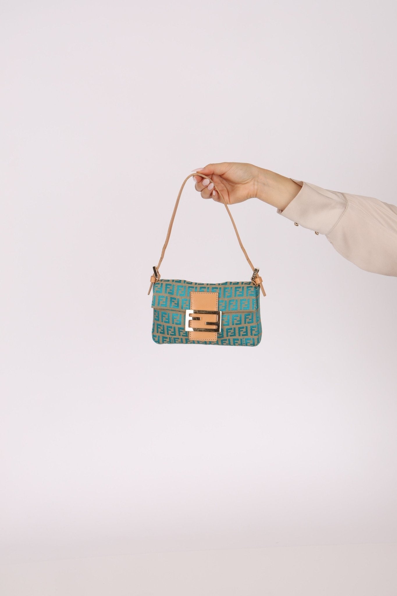 Rare Fendi Zucchino Turquoise Mini Baguette GHW - FashioNica