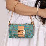 Rare Fendi Zucchino Turquoise Mini Baguette GHW - FashioNica