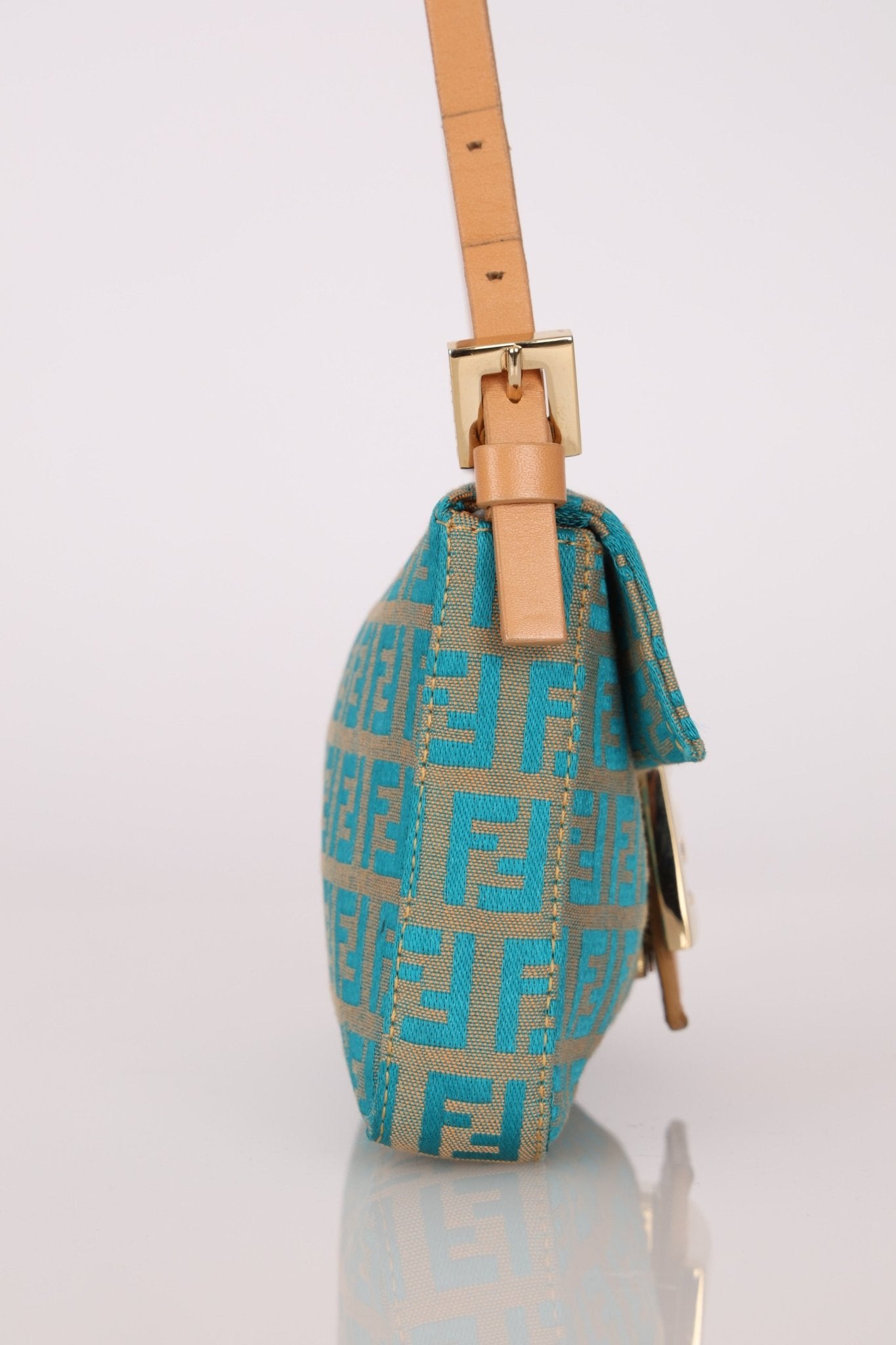 Rare Fendi Zucchino Turquoise Mini Baguette GHW - FashioNica