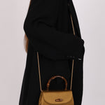 Rare Gucci 1947 Bamboo Mini Night Olive Satin Handle Bag - FashioNica