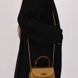 Rare Gucci 1947 Bamboo Mini Night Olive Satin Handle Bag - FashioNica
