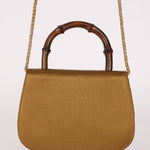 Rare Gucci 1947 Bamboo Mini Night Olive Satin Handle Bag - FashioNica