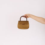 Rare Gucci 1947 Bamboo Mini Night Olive Satin Handle Bag - FashioNica