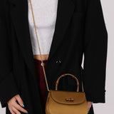 Rare Gucci 1947 Bamboo Mini Night Olive Satin Handle Bag - FashioNica