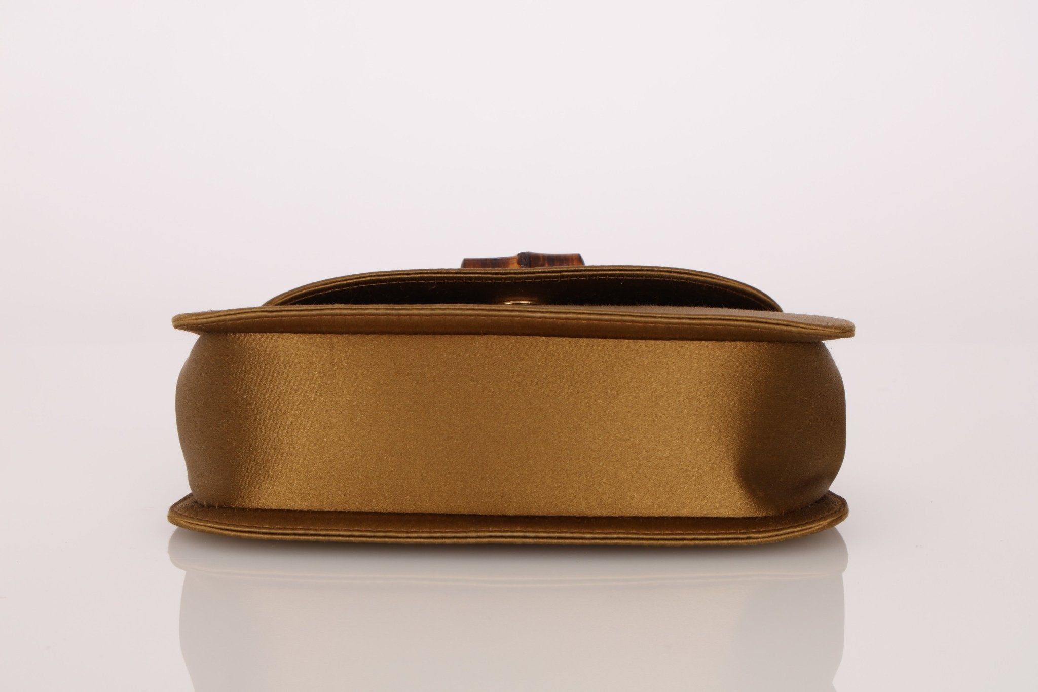 Rare Gucci 1947 Bamboo Mini Night Olive Satin Handle Bag - FashioNica