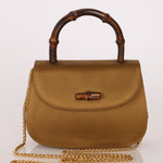 Rare Gucci 1947 Bamboo Mini Night Olive Satin Handle Bag - FashioNica