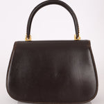 Rare Gucci 1970s Chocolate Chain Accent Box Calf Turnlock Handle Bag - FashioNica