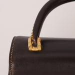 Rare Gucci 1970s Chocolate Chain Accent Box Calf Turnlock Handle Bag - FashioNica