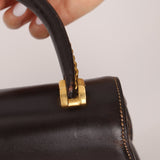 Rare Gucci 1970s Chocolate Chain Accent Box Calf Turnlock Handle Bag - FashioNica