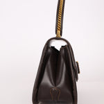 Rare Gucci 1970s Chocolate Chain Accent Box Calf Turnlock Handle Bag - FashioNica