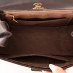 Rare Gucci 1970s Chocolate Chain Accent Box Calf Turnlock Handle Bag - FashioNica