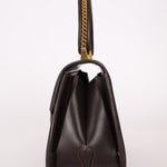 Rare Gucci 1970s Chocolate Chain Accent Box Calf Turnlock Handle Bag - FashioNica