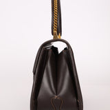 Rare Gucci 1970s Chocolate Chain Accent Box Calf Turnlock Handle Bag - FashioNica