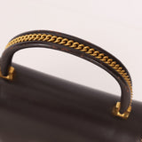 Rare Gucci 1970s Chocolate Chain Accent Box Calf Turnlock Handle Bag - FashioNica