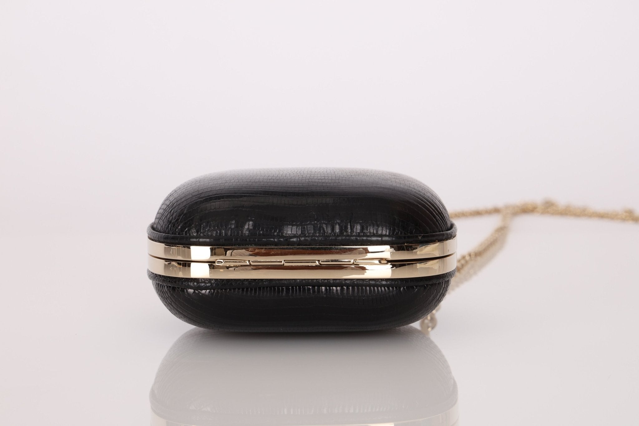 Rare Gucci Lizard Rounded Miniaudiere Clutch on Chain - FashioNica
