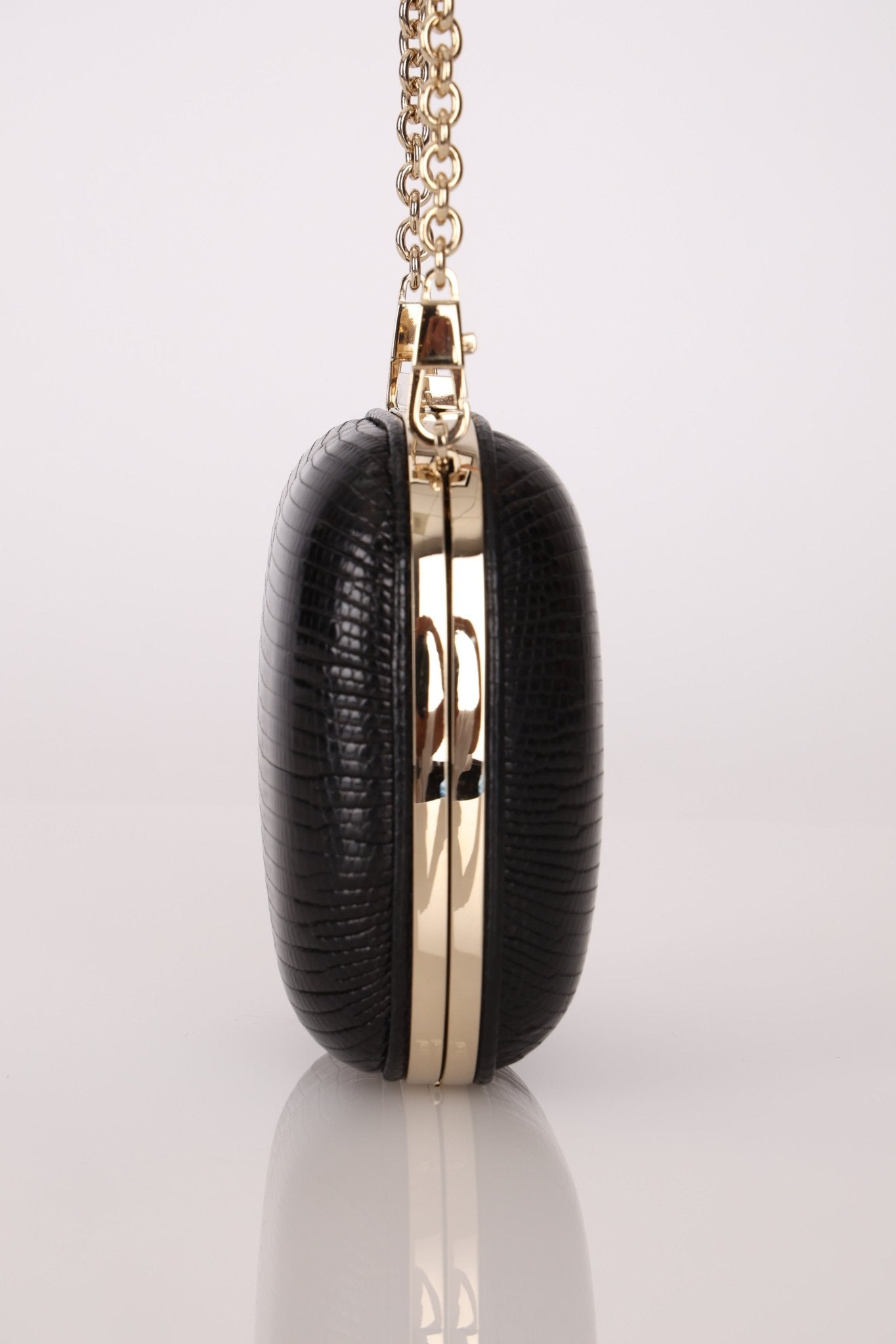 Rare Gucci Lizard Rounded Miniaudiere Clutch on Chain - FashioNica