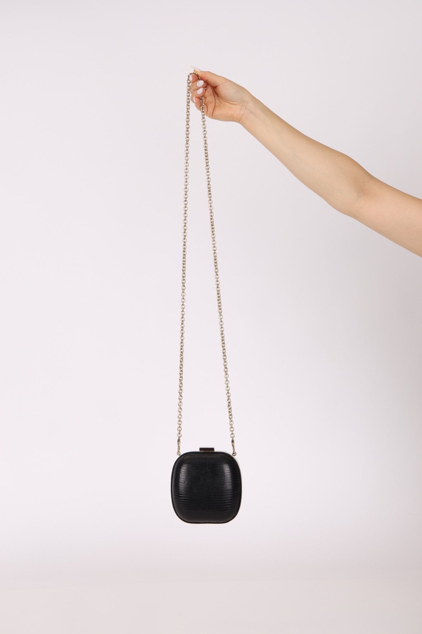 Rare Gucci Lizard Rounded Miniaudiere Clutch on Chain - FashioNica