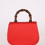 Rare Gucci Red Satin Mini Bamboo Top Handle - FashioNica