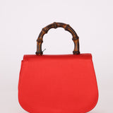 Rare Gucci Red Satin Mini Bamboo Top Handle - FashioNica