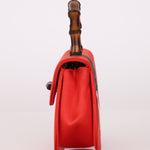Rare Gucci Red Satin Mini Bamboo Top Handle - FashioNica