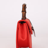Rare Gucci Red Satin Mini Bamboo Top Handle - FashioNica