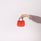 Rare Gucci Red Satin Mini Bamboo Top Handle - FashioNica