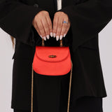 Rare Gucci Red Satin Mini Bamboo Top Handle - FashioNica