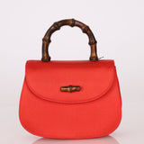 Rare Gucci Red Satin Mini Bamboo Top Handle - FashioNica