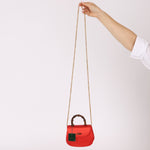 Rare Gucci Red Satin Mini Bamboo Top Handle - FashioNica