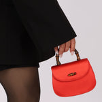 Rare Gucci Red Satin Mini Bamboo Top Handle - FashioNica