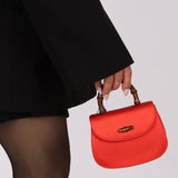 Rare Gucci Red Satin Mini Bamboo Top Handle - FashioNica