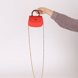 Rare Gucci Red Satin Mini Bamboo Top Handle - FashioNica