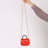 Rare Gucci Red Satin Mini Bamboo Top Handle - FashioNica