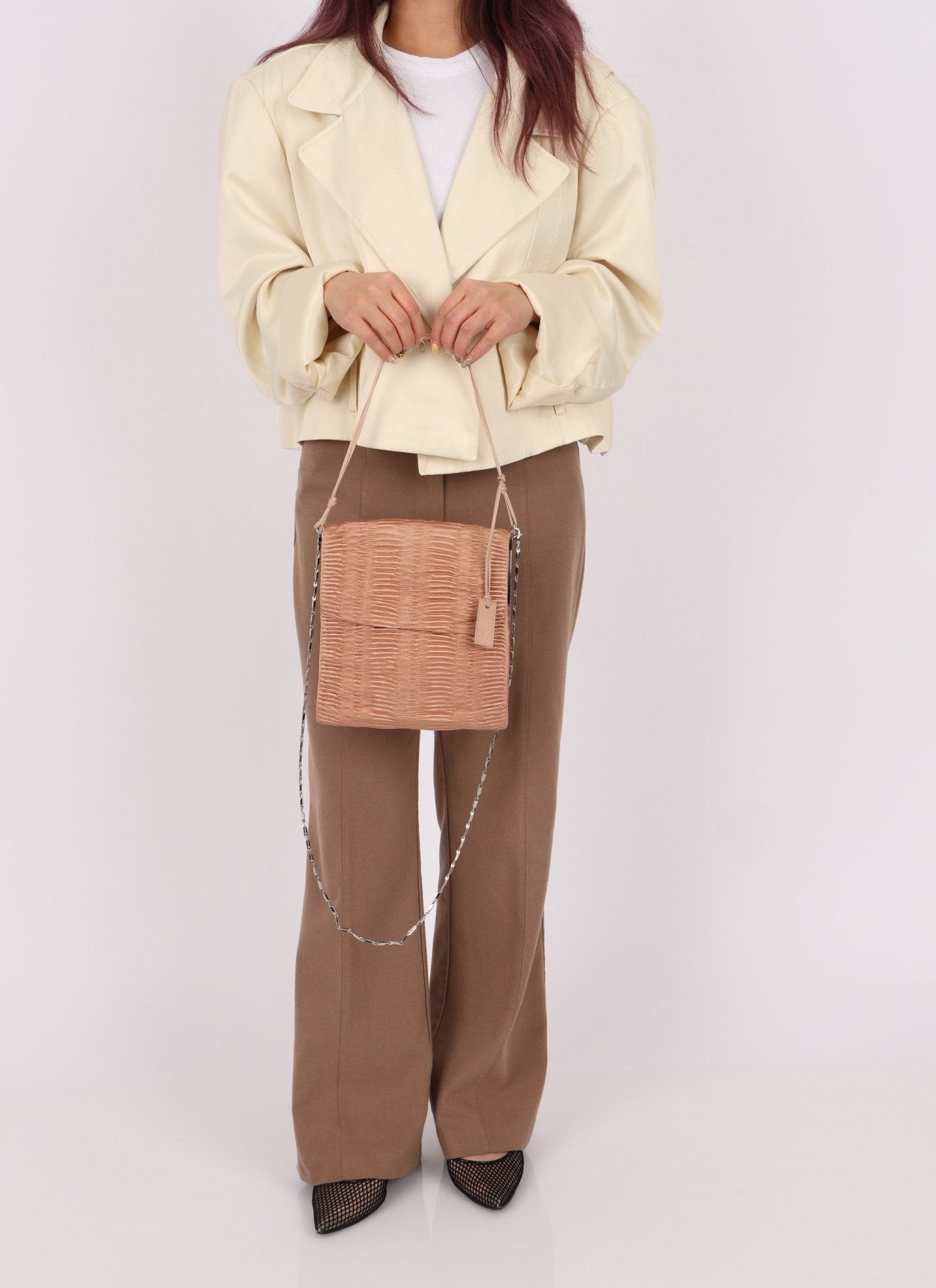 Rare Gucci Satin Pleated Square Frame Clutch - FashioNica