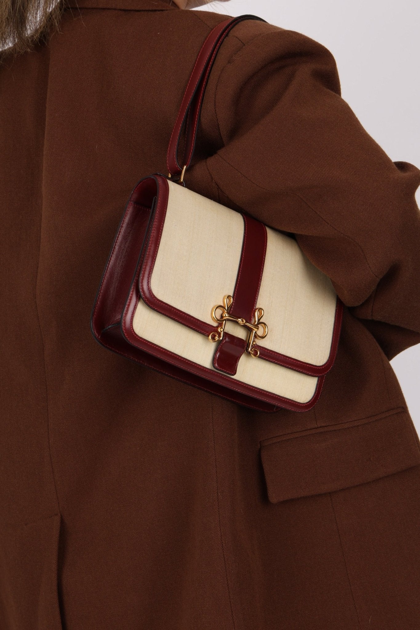 Rare Hermès 1980 Boxcalf & Crinoline Sologne Shoulder Bag GHW - FashioNica