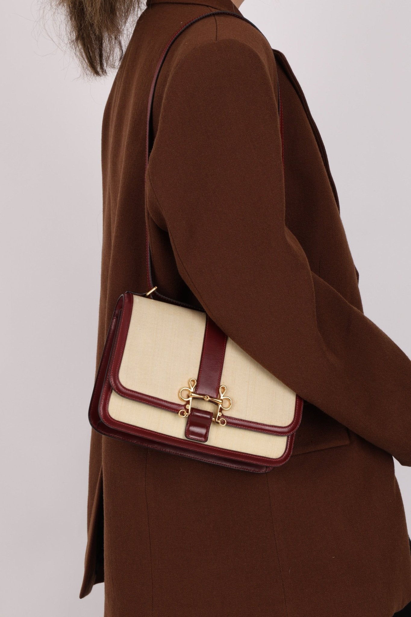 Rare Hermès 1980 Boxcalf & Crinoline Sologne Shoulder Bag GHW - FashioNica