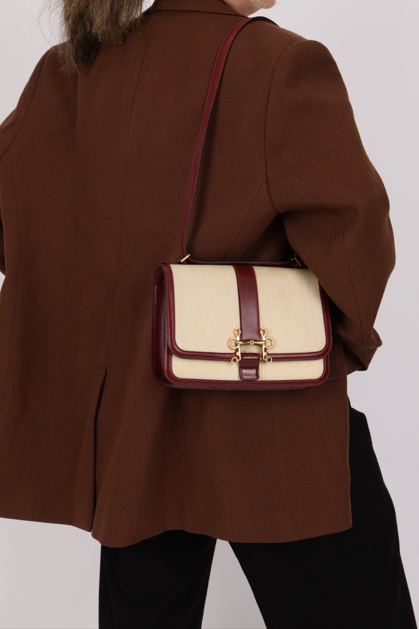 Rare Hermès 1980 Boxcalf & Crinoline Sologne Shoulder Bag GHW - FashioNica