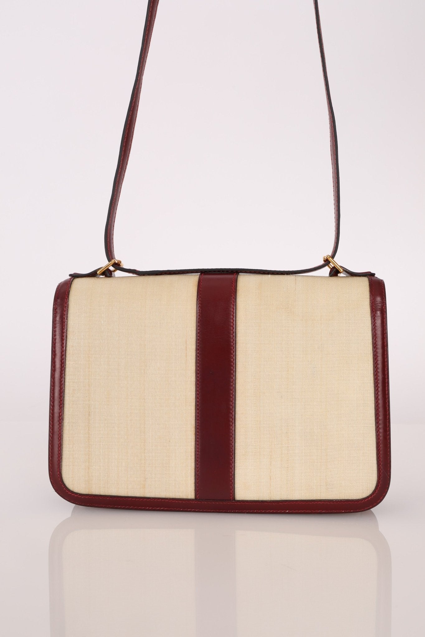 Rare Hermès 1980 Boxcalf & Crinoline Sologne Shoulder Bag GHW - FashioNica