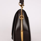 Rare Hermès 1984 Chocolat Box Calf Passe Guide Shoulder Bag - FashioNica