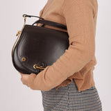 Rare Hermès 1984 Chocolat Box Calf Passe Guide Shoulder Bag - FashioNica