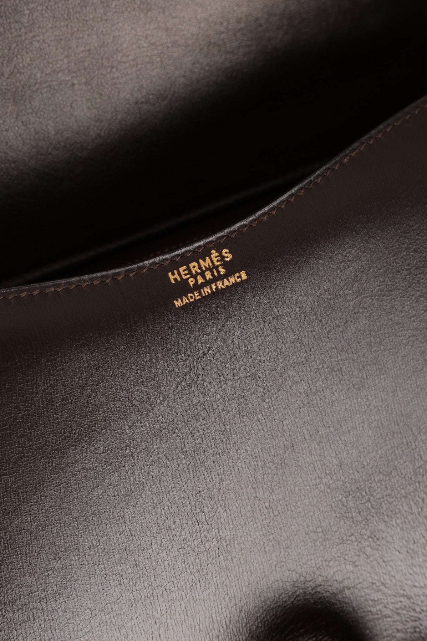 Rare Hermès 1984 Chocolat Box Calf Passe Guide Shoulder Bag - FashioNica