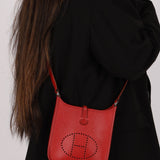 Rare Hermès 2004 Rouge Casaque Epsom Evelyne TPM PHW - FashioNica