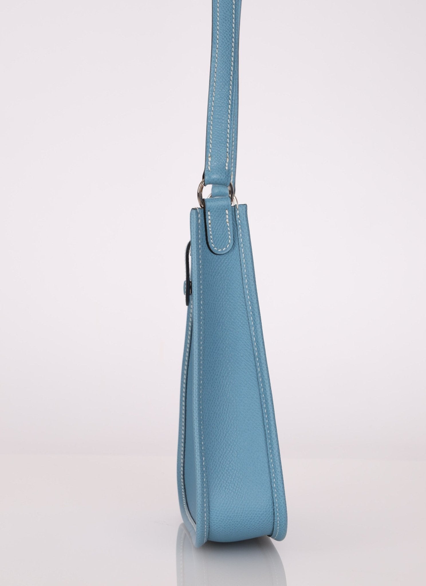 Rare Hermès 2006 Bleu Jean Epsom Mini Evelyne w Epsom Strap TPM PHW - FashioNica