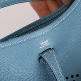 Rare Hermès 2006 Bleu Jean Epsom Mini Evelyne w Epsom Strap TPM PHW - FashioNica