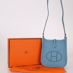 Rare Hermès 2006 Bleu Jean Epsom Mini Evelyne w Epsom Strap TPM PHW - FashioNica